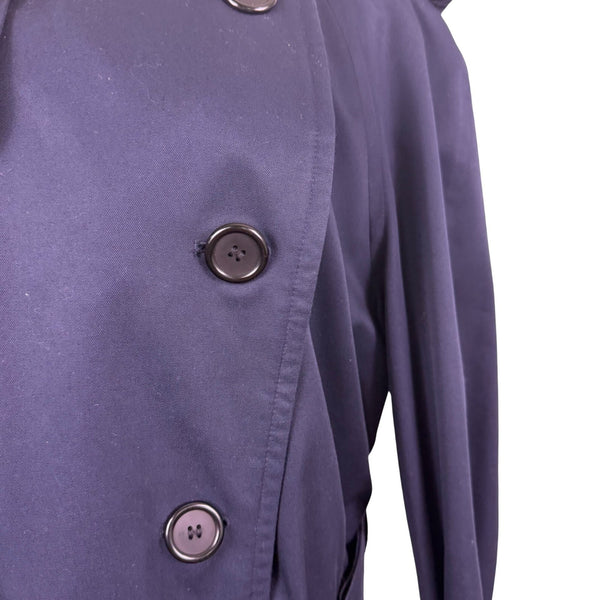 Navy Double-Breasted Womens Trench Coat Long Belted Cotton Blend Timele