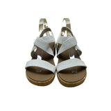 Skechers Women’s White Arch Fit Comfort Cork Sole Slip-On Wedge Sandals Size 9US
