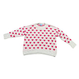Cece Womens White & Pink Heart Pattern Pullover Sweater Size L