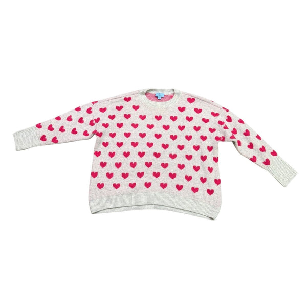 Cece Womens White & Pink Heart Pattern Pullover Sweater Size L