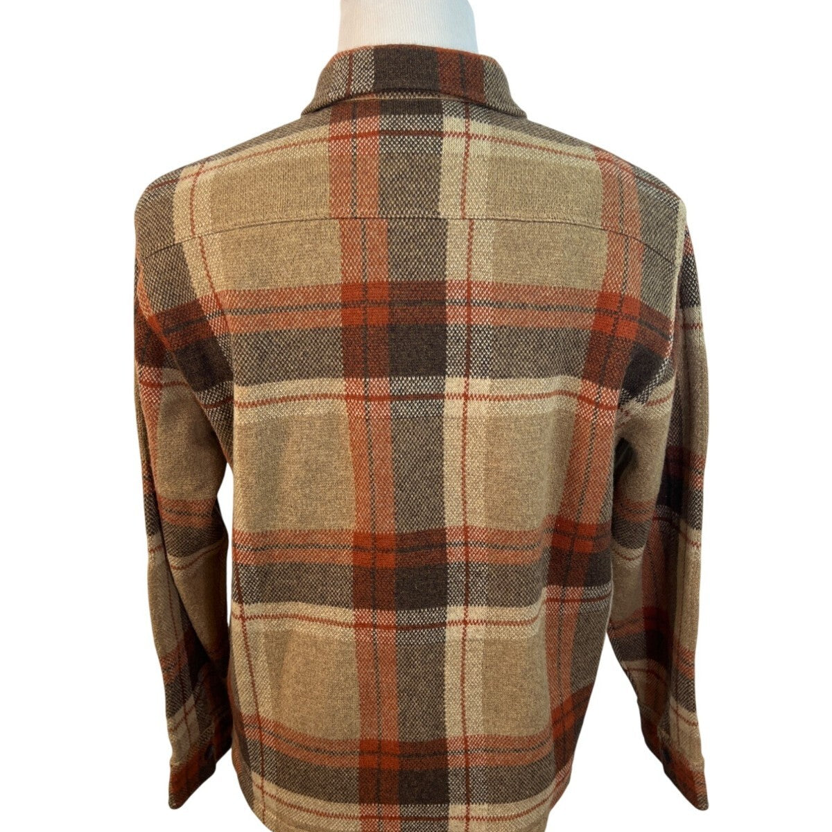 RRL Ralph Lauren Plaid Wool-Blend Shirt Jacket Beige & Rust Mens Size L - New
