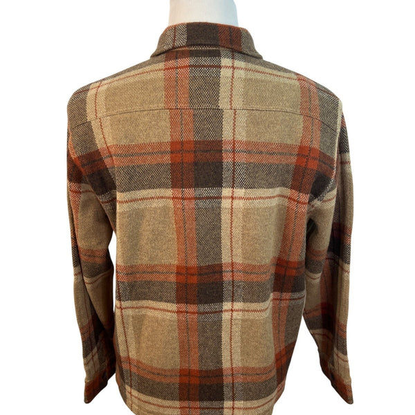RRL Ralph Lauren Plaid Wool-Blend Shirt Jacket Beige & Rust Mens Size L - New