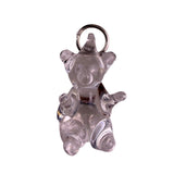 Clear Glass Bear Pendant Charm With Hanging Loop Collectible Miniature