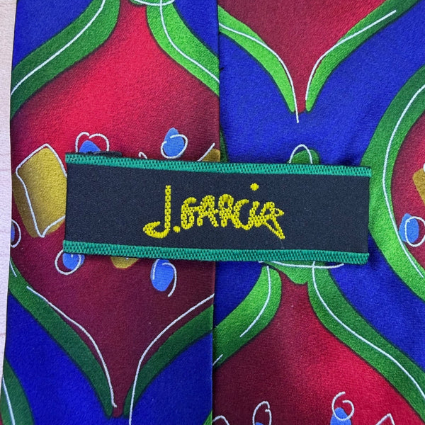 J. Garcia Mens Multicolor Silk Necktie Abstract Geometric Pattern Made In China
