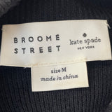 Kate Spade Broome Street Black Sweater With Lace Hem & Pearl Button Accents Sz M