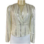 Mango Women's White Wrapped Blouse Sz 2