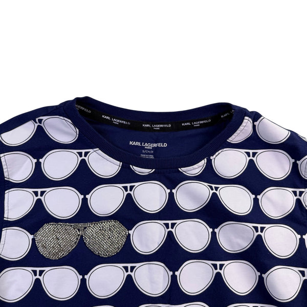 Karl Lagerfeld Paris Womens Navy Printed Long Sleeve Sweatshirt Size S