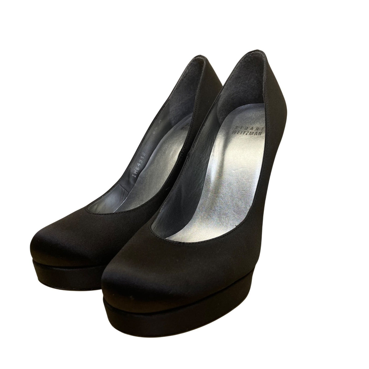 Stuart Weitzman Women’s Black Satin Platform Evening High Heel Pumps Size 6.5