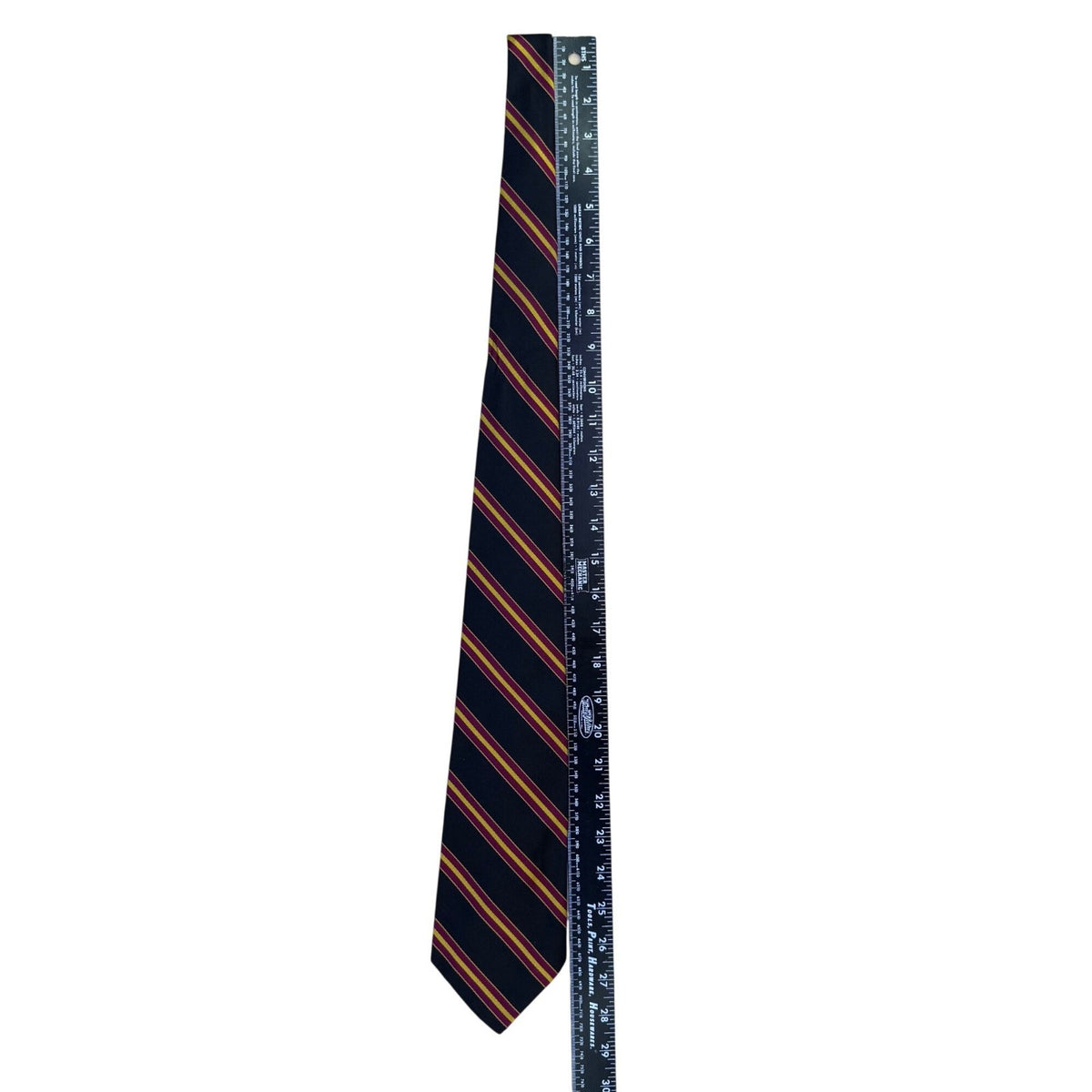 Polo Mens Navy Burgundy Gold Striped Silk Necktie Made In USA Elegant Business