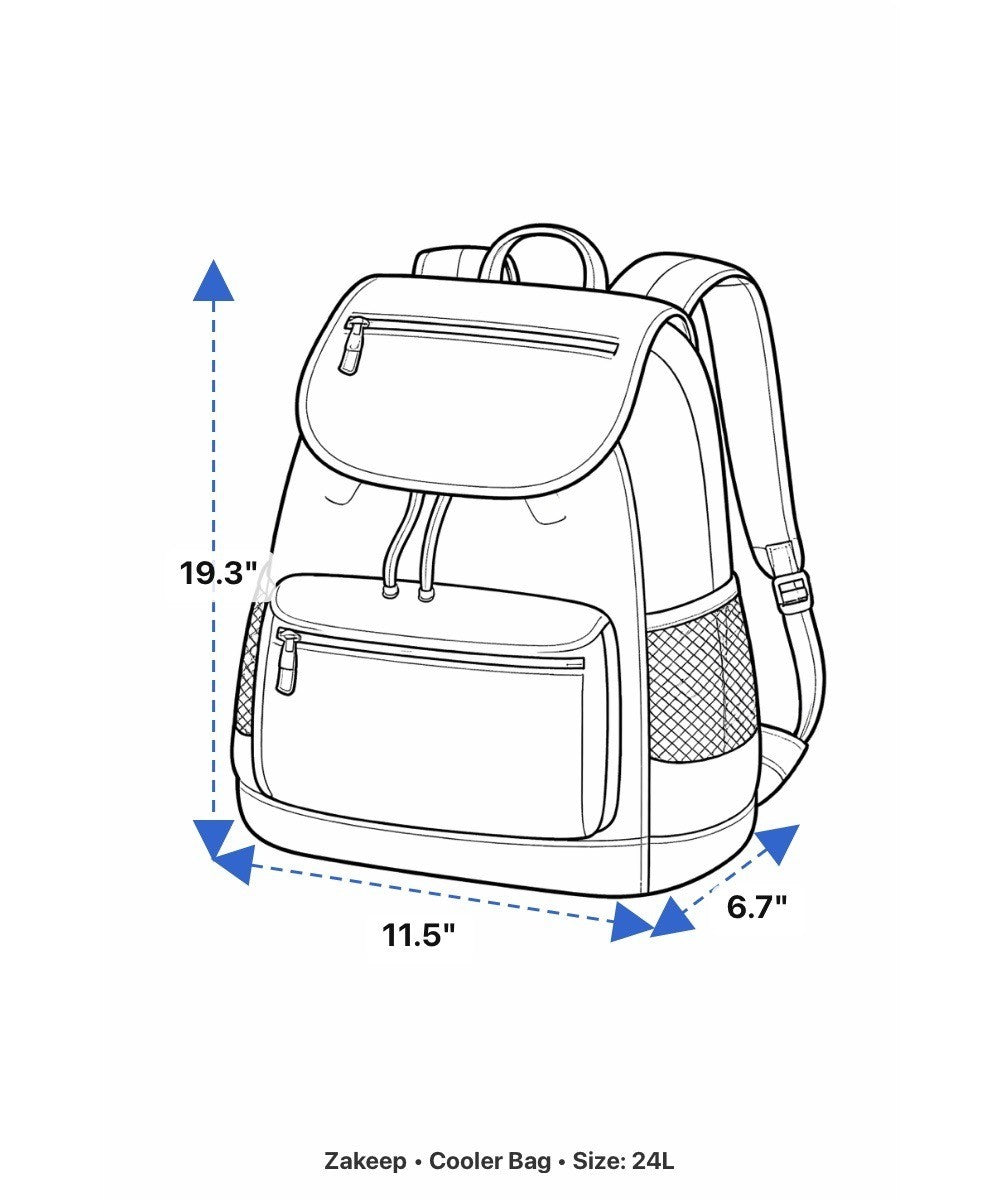 ZAKEEP Unisex Gray Polyester & EVA Insulated Cooler Backpack 24L Capacity