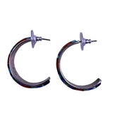 Sterling Women Multicolor Inlay Hoop Earrings Silver Red/Blue/Green/Stone