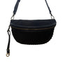 Shiraleah Womens Black Faux Leather Whipstitch Crescent Adjustable Crossbody Bag