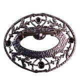 Vintage Womens Silver Tone Metal Oval Filigree Brooch Faux Pearl