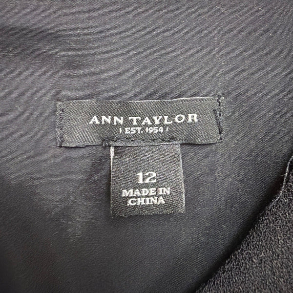 Ann Taylor Womens Black Sleeveless Shift Dress Keyhole Back Detail Size 12