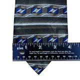 David Taylor Mens Geometric Patterned Blue & Gray Polyester Necktie