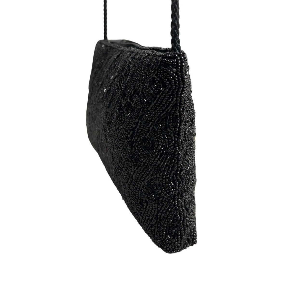 Valerie Stevens Women's Black Beaded Shoulder Purse Sz S