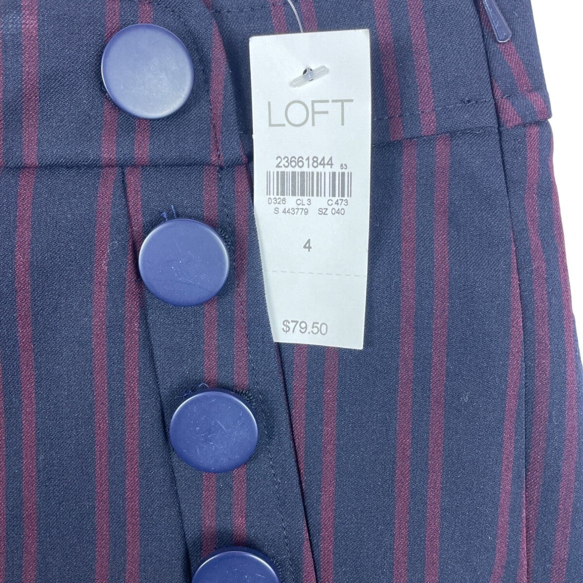 Loft Marisa Trouser Pants Navy & Burgundy  High-Waist Wide-Leg Size 4 - New