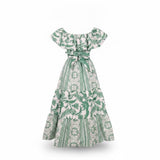 Peekskill Womens Green Cotton Maxi Dress With Tiered Details & Off-Shoulder  Sz 