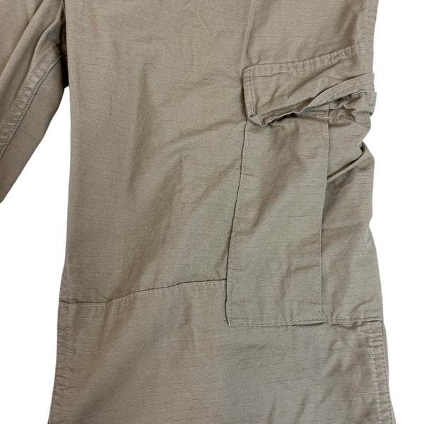 Military Issued Brown Cargo Pants Adjustable Waist & Button Fly Sz Meduim-Long