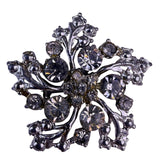 Vintage Silver Tone Womens Rhinestone Brooch Metal Clear Crystal Floral Design