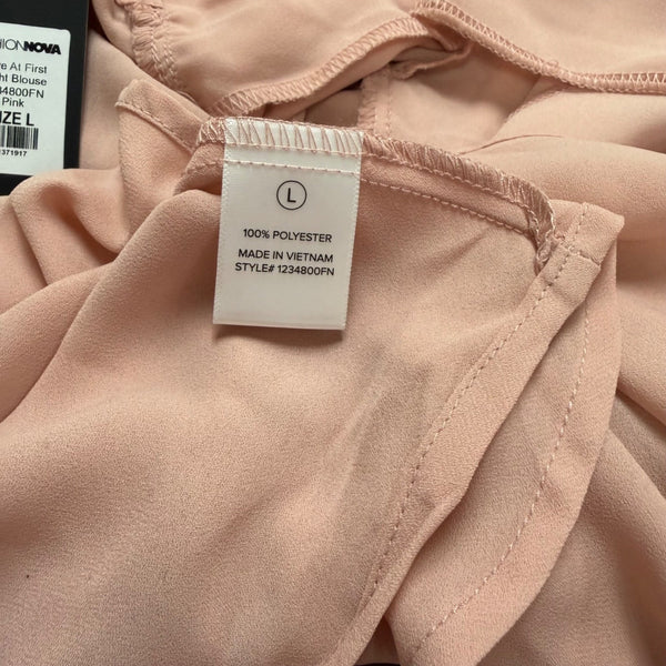 Fashion Nova Womens Pink Long-Sleeve Blouse Draped Front Flowy Hem Sz L