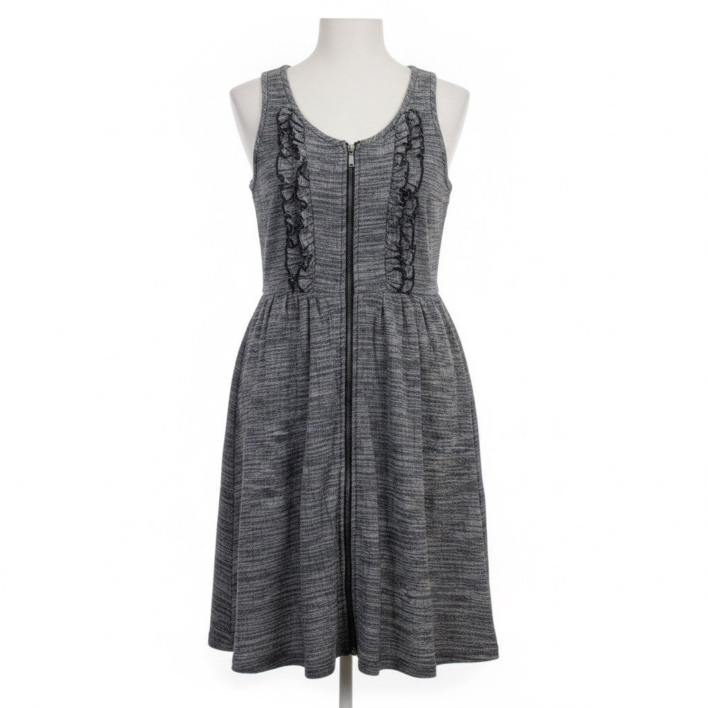 Fish Bowl Womens Gray Sleeveless Fit & Flare Dress With Front Zipper Size S