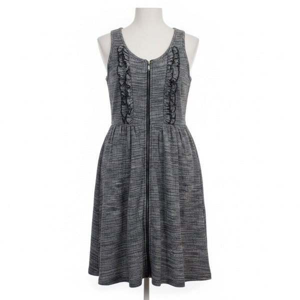 Fish Bowl Womens Gray Sleeveless Fit & Flare Dress With Front Zipper Size S