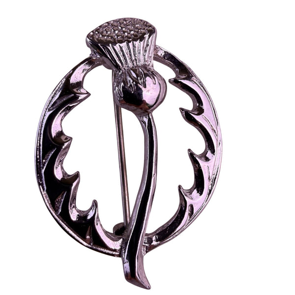 Vintage Womens Silver Tone Brooch Scottish Thistle Pin Design