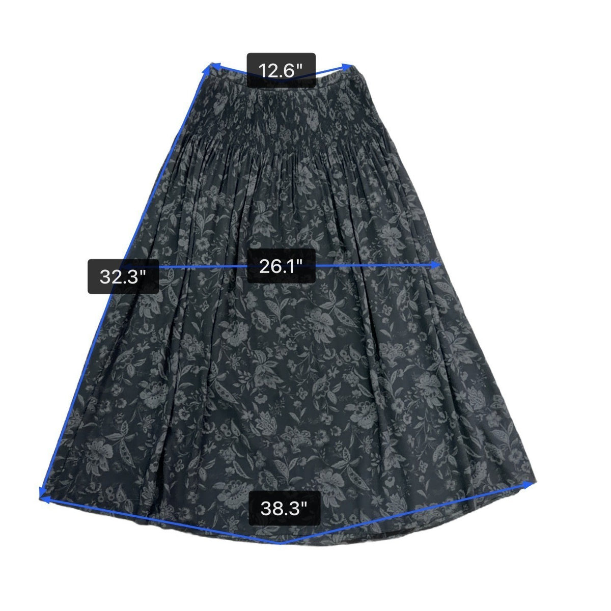 Coldwater Creek Womens Black Floral Pleated Long Skirt Lightweight Size M