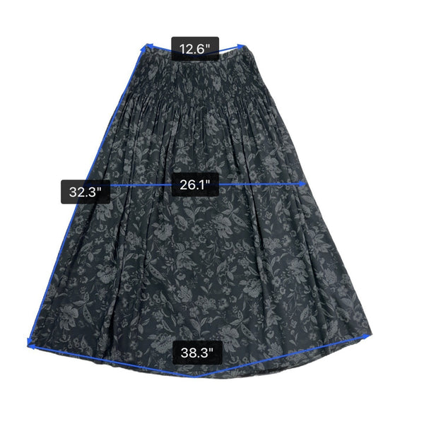 Coldwater Creek Womens Black Floral Pleated Long Skirt Lightweight Size M
