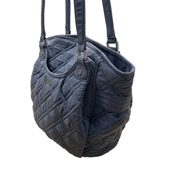 Vera Bradley Women’s Gray Quilted Nylon Zip Closure Double Strap Shoulder Bag