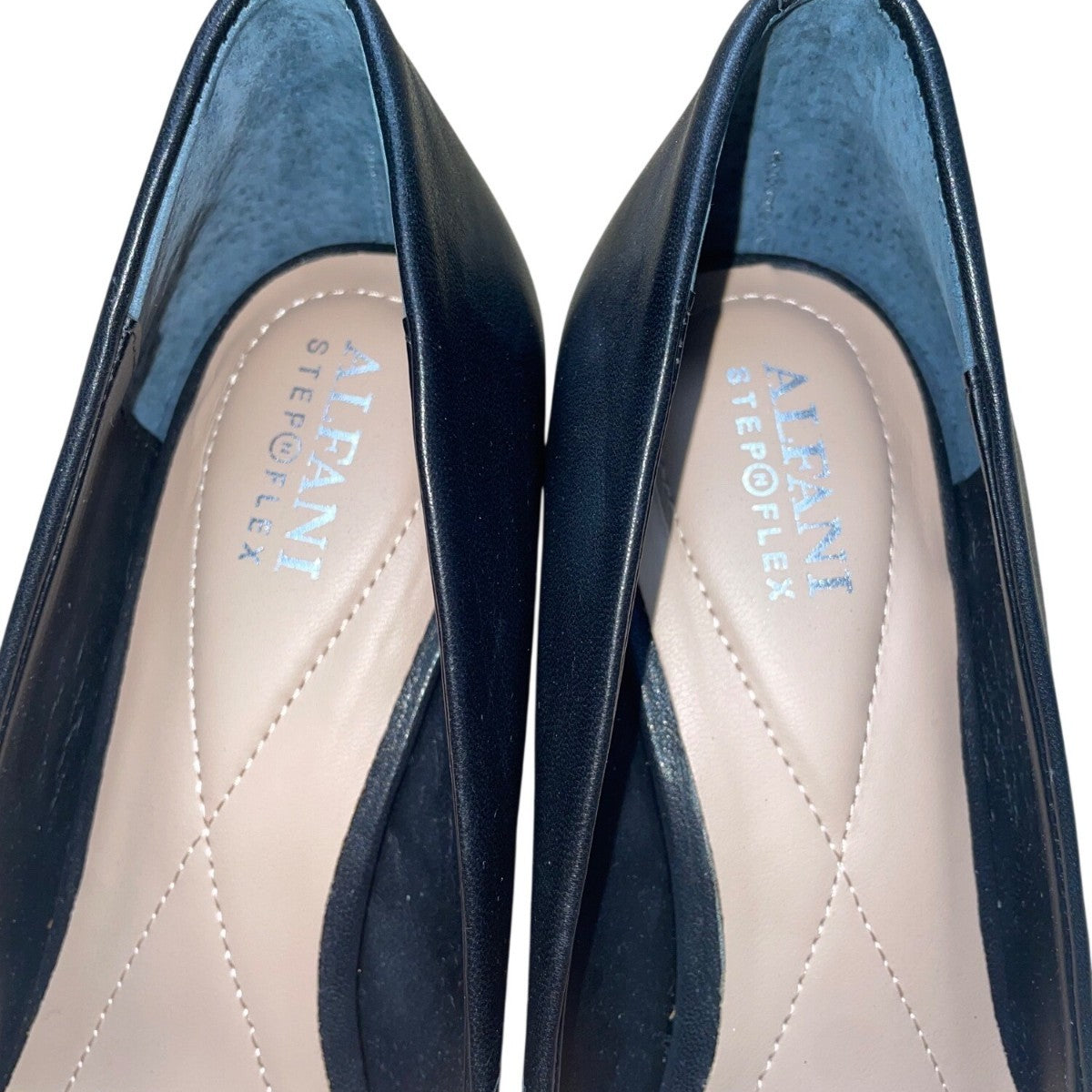 Alfani Women’s Black Leather Step N Flex Block Heel Dress Pumps Size 9M