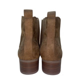 Soda Women’s Brown Faux Suede Slip-On Stacked Heel Chelsea Ankle Booties Sz 8.5