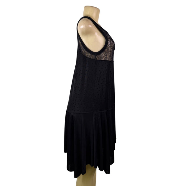 Free People Womens Black Sleeveless Drop Waist Dress Flared Hem Sz S