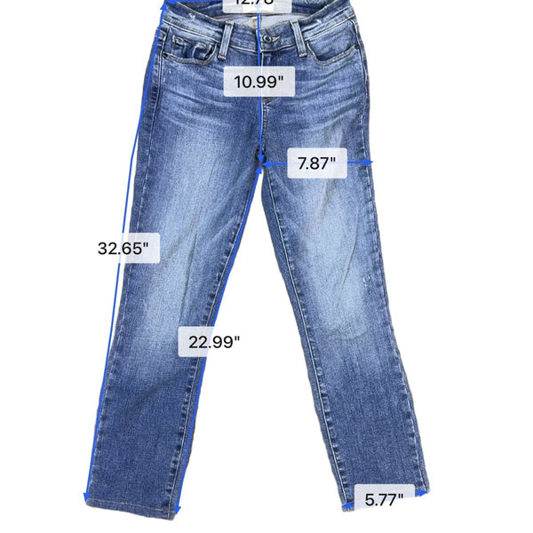 Paige Womens Straight Leg Mid-Rise Blue Denim Jeans Size 25