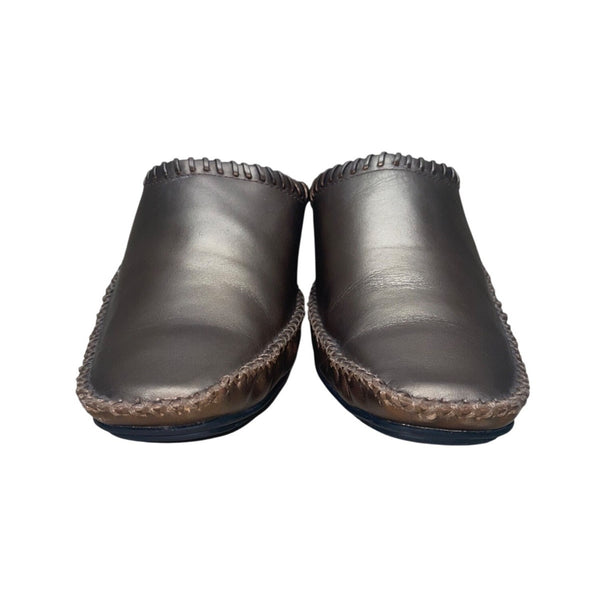 Modellista Women’s Bronze Stitched Leather Slip-On Drive Mules Size 10M