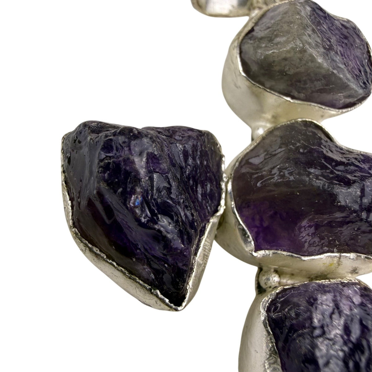 Amethyst & Silver Tone Unisex Purple Stone Cross Pendant Jewelry