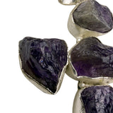 Amethyst & Silver Tone Unisex Purple Stone Cross Pendant Jewelry