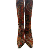 Diba Women’s Red & Black Fabric Paisley Print Stiletto Heel Tall Boots Size 6.5