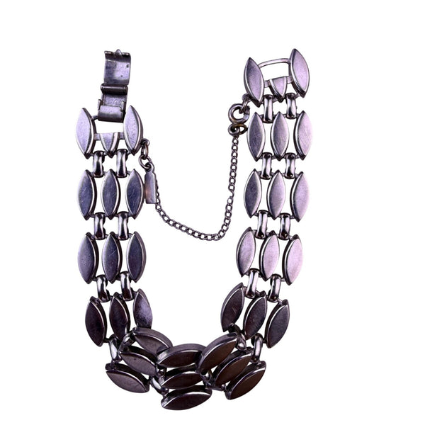 Monet Womens Silver Tone Metal Geometric Link Bracelet With Safety Chain