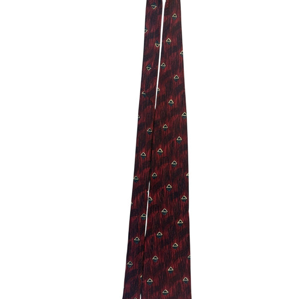 Robert Talbott Studio Mens Red Silk Geometric Pattern Tie Hand Sewn USA