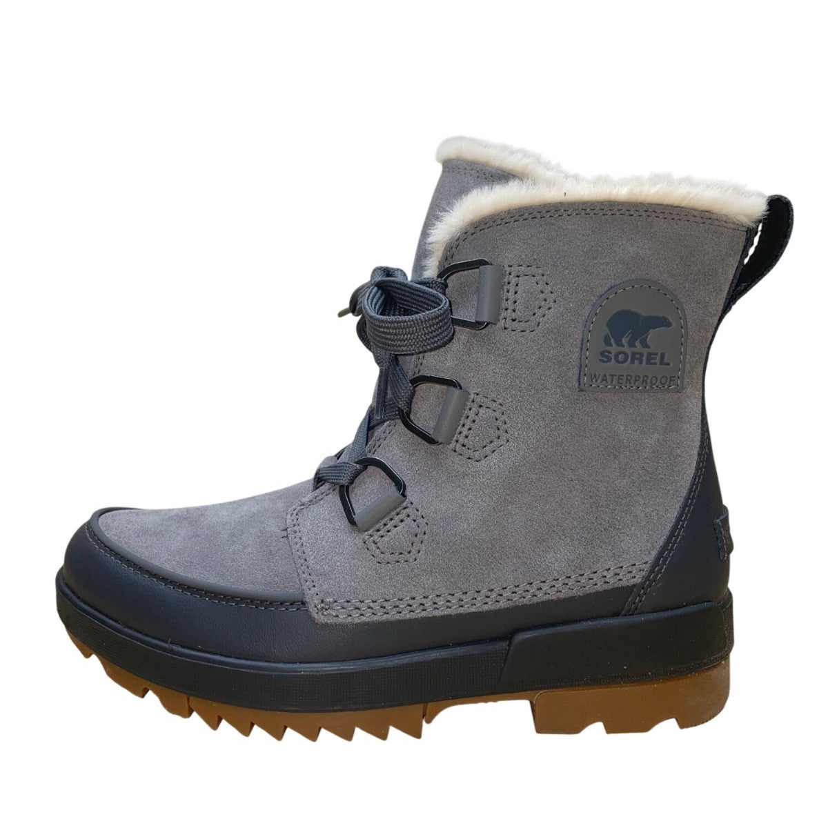 Sorel Women’s Gray Leather With Faux Fur Lining Waterproof Winter Boots Size 10