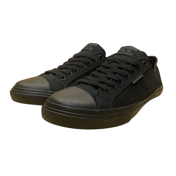 Superdry Men’s Black Canvas Rubber Toe Low Top No.01 Flat Sneakers Size 10