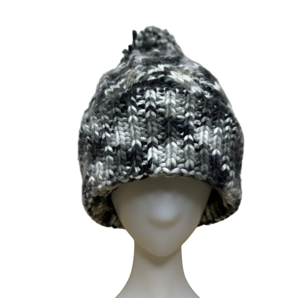 Columbia Womens Black Gray Acrylic Knit Pom Winter Beanie Hat One Size Fits All