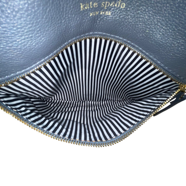 Kate Spade Women’s Gray Leather Adjustable Strap Front Zip Pocket Crossbody Bag