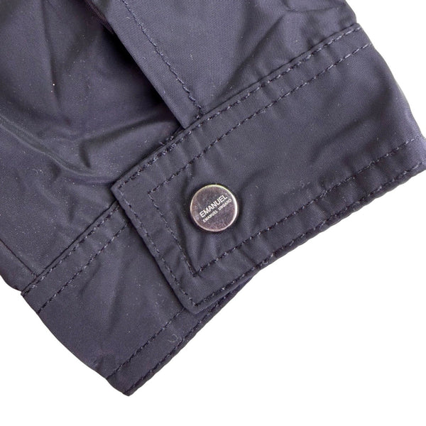 Emanuel Ungaro Mens Black Jacket With Zipped Pockets & Striped Lining Size M