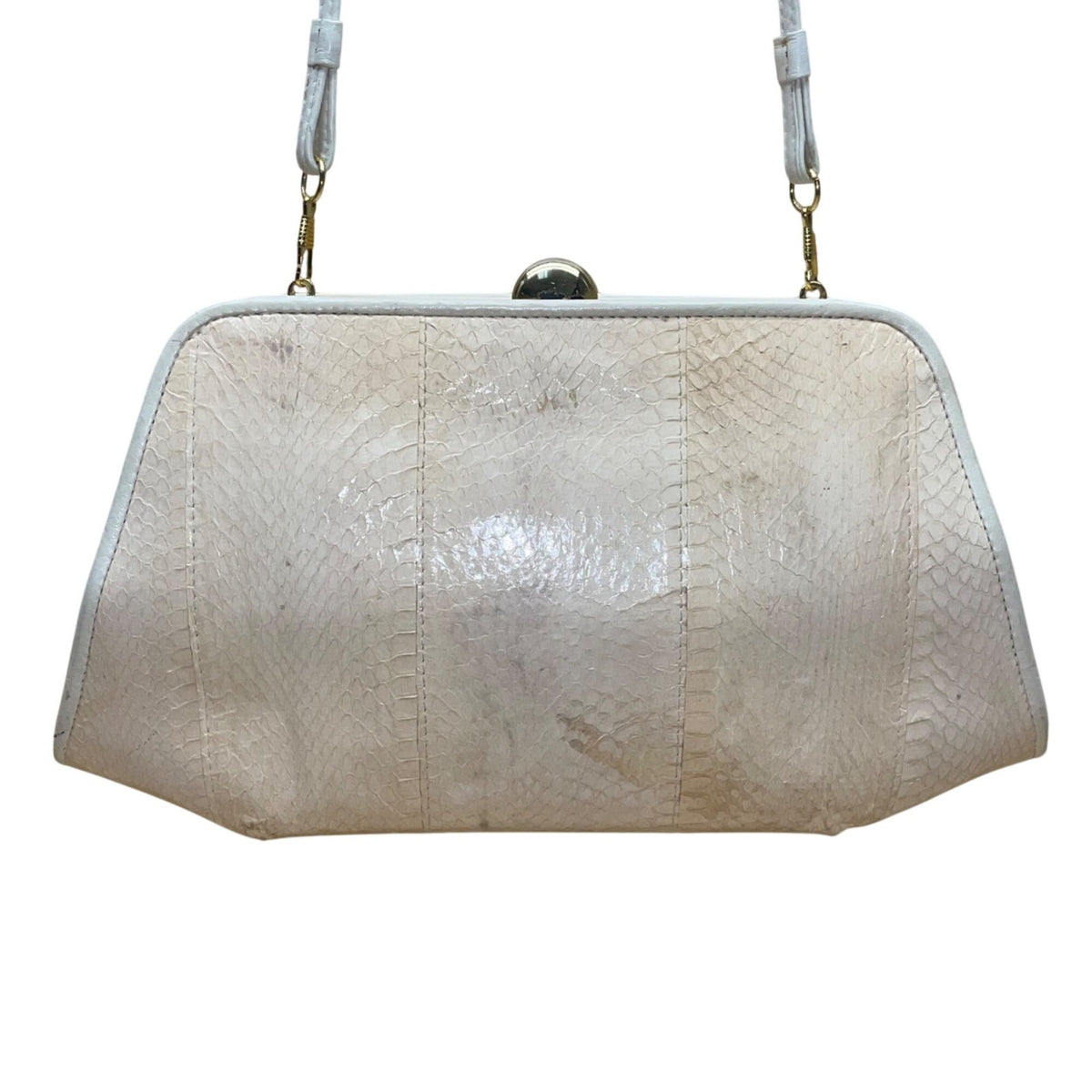 Aspects Women’s Beige Faux Snakeskin Classic Frame Crossbody Bag