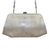 Aspects Women’s Beige Faux Snakeskin Classic Frame Crossbody Bag