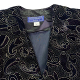 Norton McNaughton Petites Black & Gold Velvet Paisley Blazer Jacket Sz 6