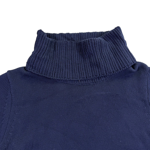 Bylyse Womens Navy Cotton-Blend Turtleneck Sweater Ribbed Knit Size M